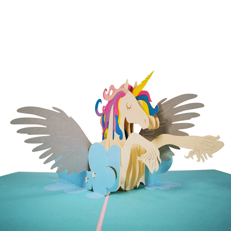 Unicorn Flying in the Clouds 3D Pop Up Card UK