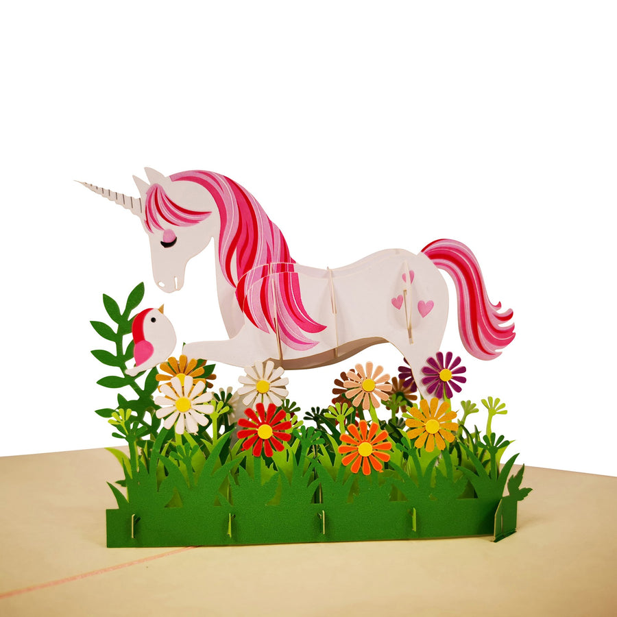 Unicorn in Daisy Field 3D Pop Up Card UK