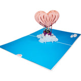 Love Heart Hot Air Balloon 3D Pop Up Card UK