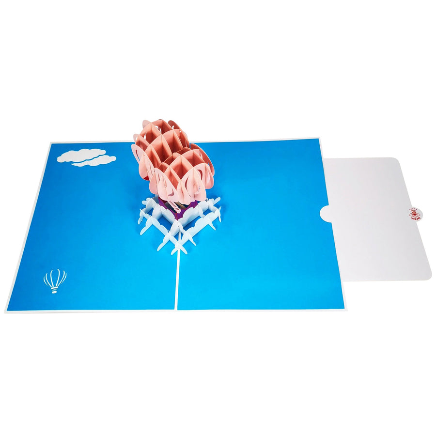 Love Heart Hot Air Balloon 3D Pop Up Card UK