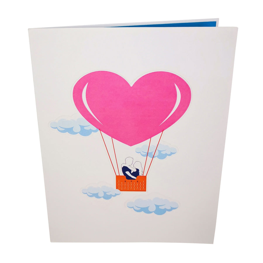 Love Heart Hot Air Balloon 3D Pop Up Card UK