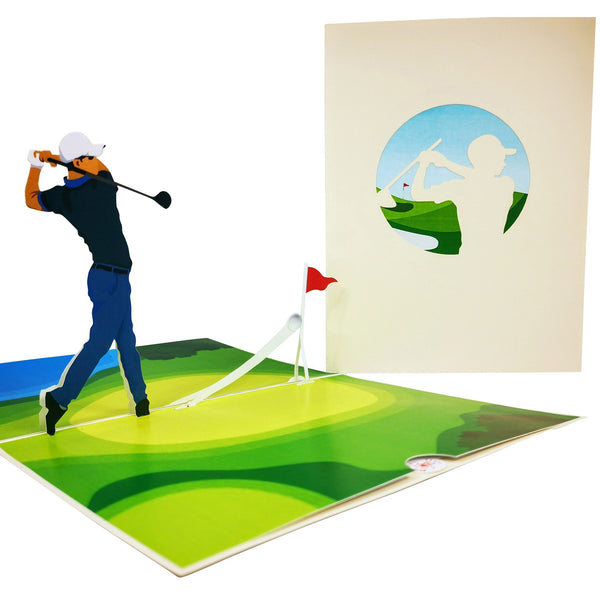 Male Golfer Pop-Up Card