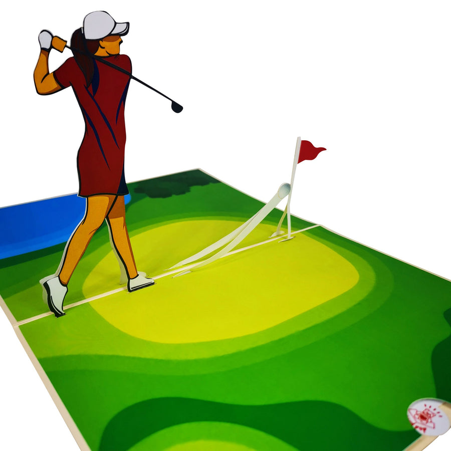 Female Golfer 3D Pop Up Card UK