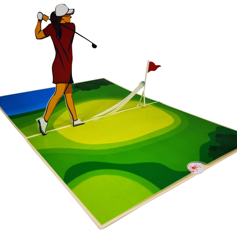 Female Golfer 3D Pop Up Card UK