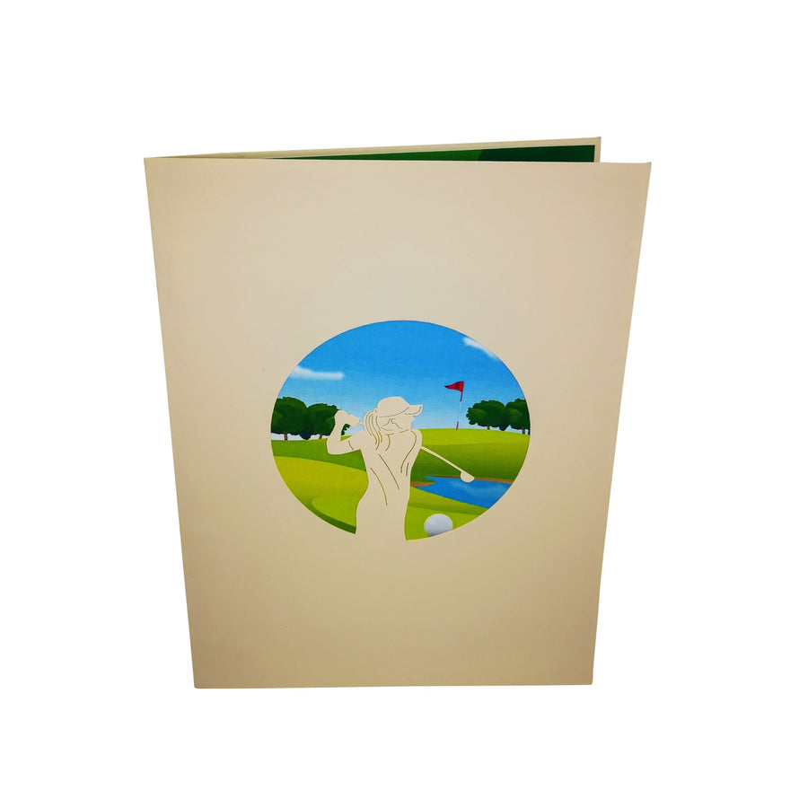 Female Golfer 3D Pop Up Card UK
