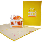 New Baby Yellow Cot 3D Pop Up Card UK