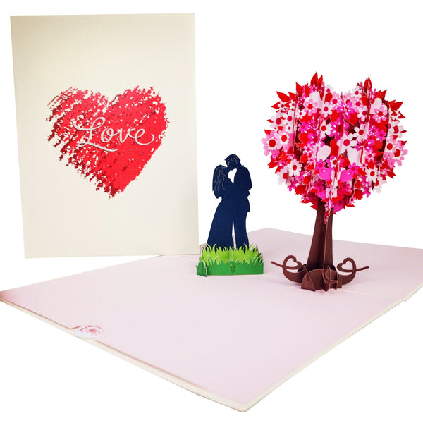 Couple in Love & Love Heart Tree Pop-Up Card