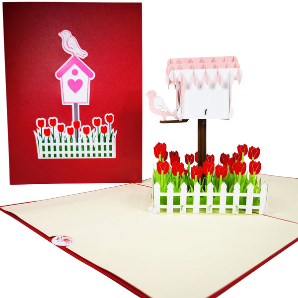 Lovebird & Heart Bird Box Pop-Up Card