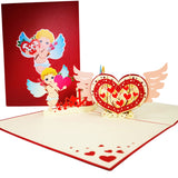Cupid and Fluttering Heart Love Valentine Anniversary Wedding 3D Pop Up Card UK