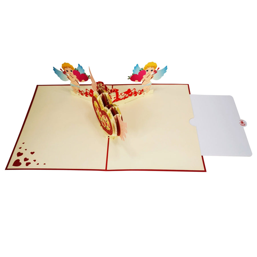 Cupid and Fluttering Heart Love Valentine Anniversary Wedding 3D Pop Up Card UK