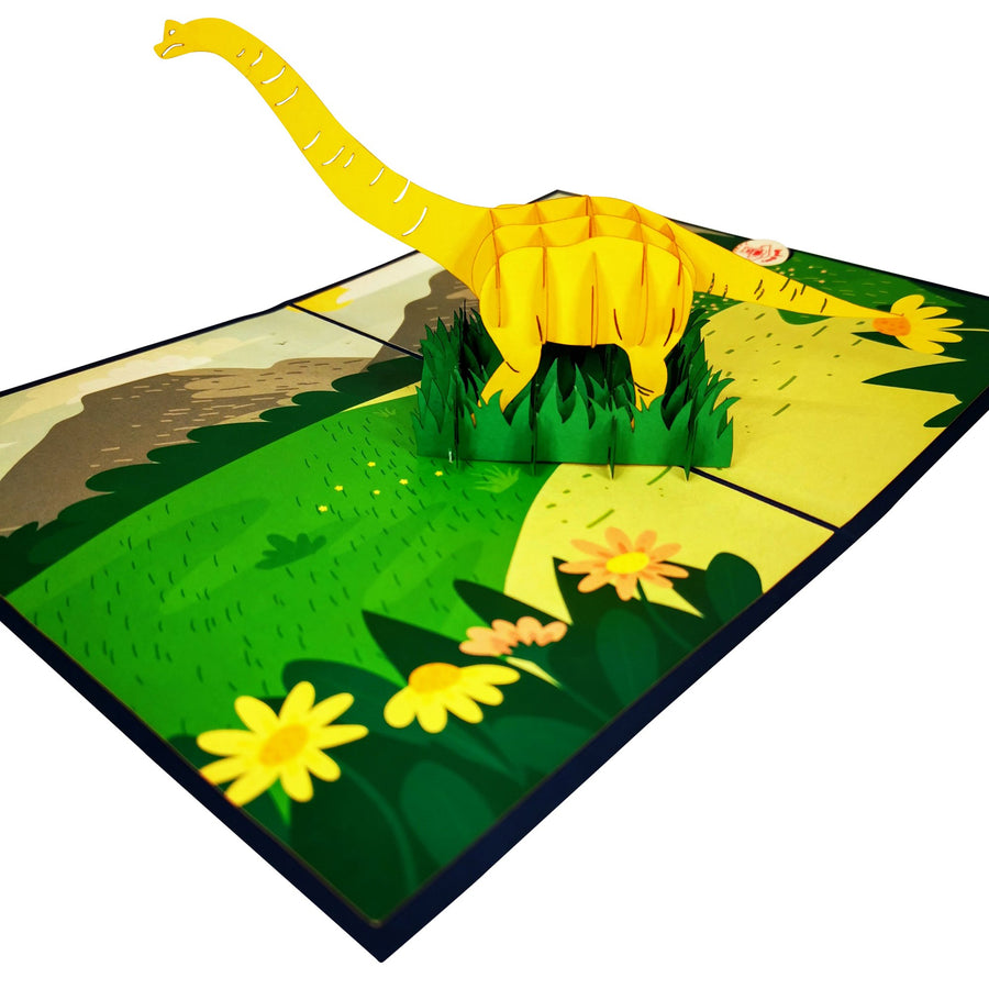 Long Neck Dinosaur 3D Pop Up Card UK