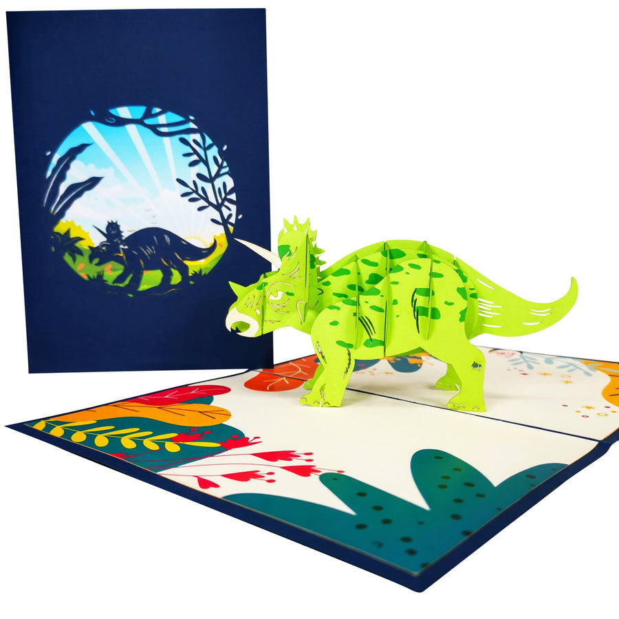 Triceratops Dinosaur 3D Pop Up Card UK