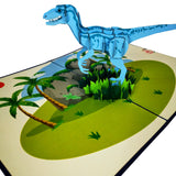 Blue Velociraptor 3D Pop Up Card UK