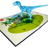 Blue Velociraptor 3D Pop Up Card UK