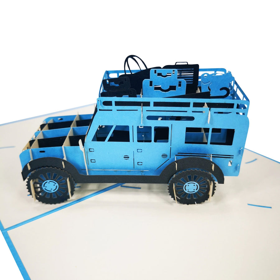 Land Rover Jeep Car in Blue 3D Pop Up Card UK