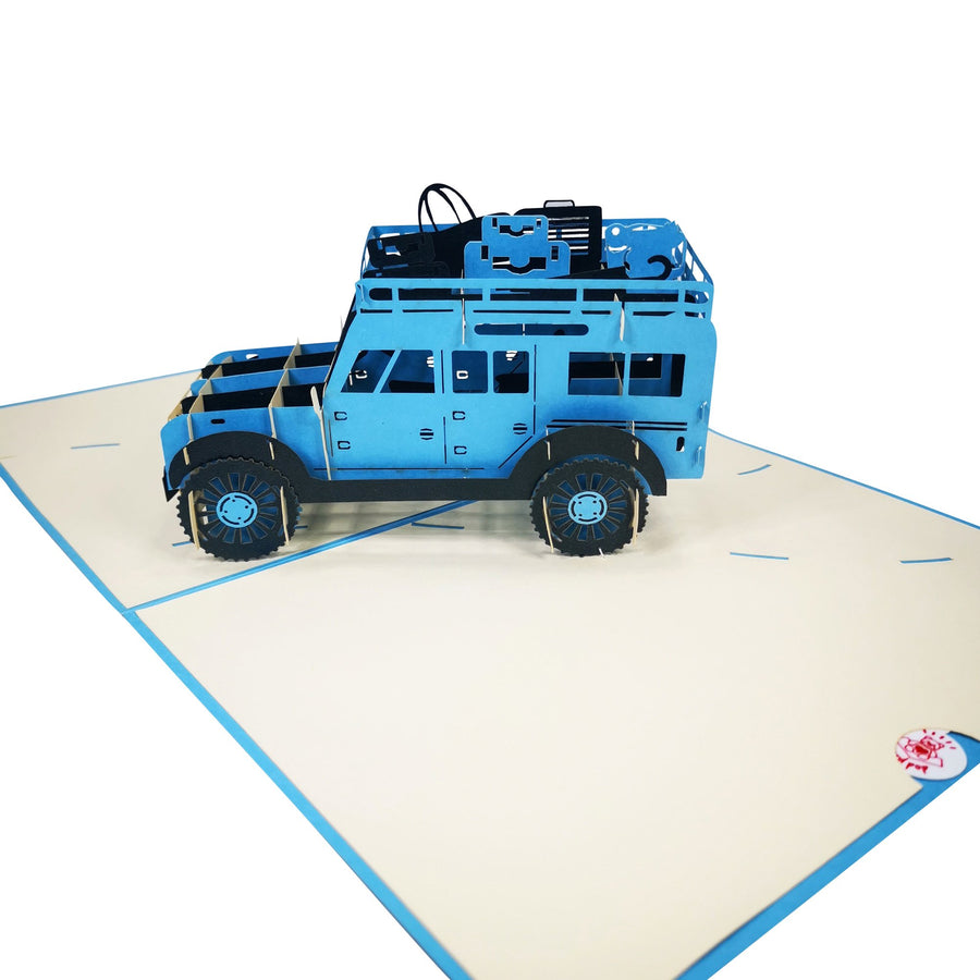 Land Rover Jeep Car in Blue 3D Pop Up Card UK
