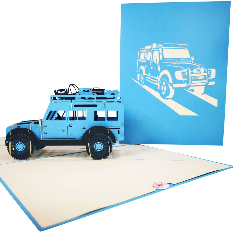 Land Rover Jeep Car in Blue 3D Pop Up Card UK