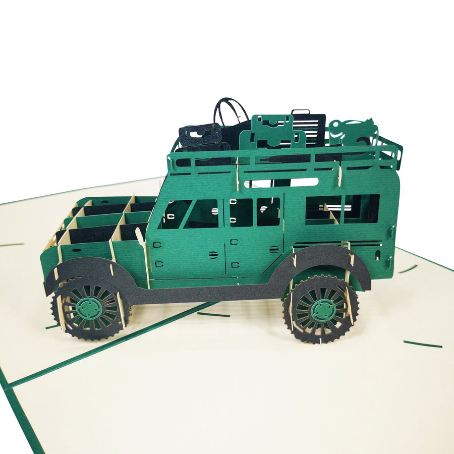Land Rover Jeep Car in Green 3D Pop Up Card UK