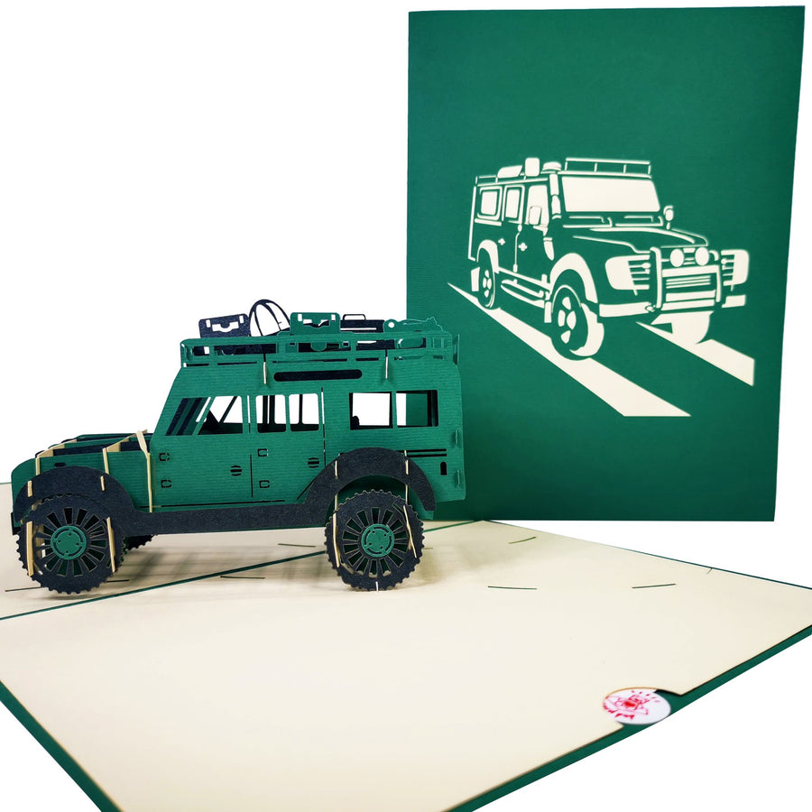 Land Rover Jeep Car in Green 3D Pop Up Card UK