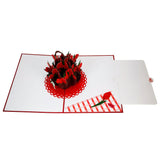 Red Tulip Flower Basket 3D Pop Up Card UK