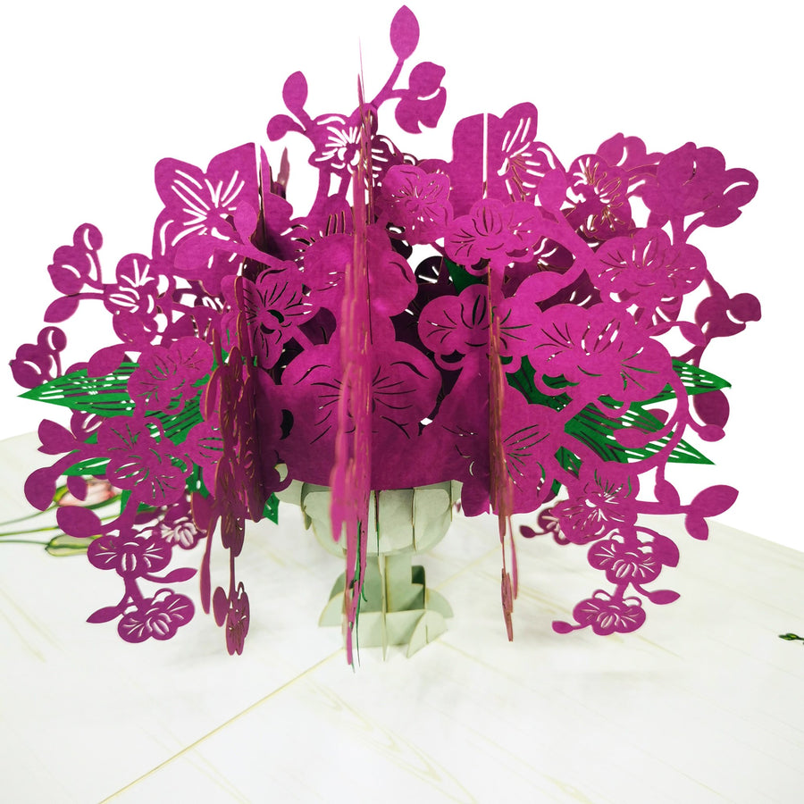 Purple Orchid Bouquet 3D Pop Up Card UK