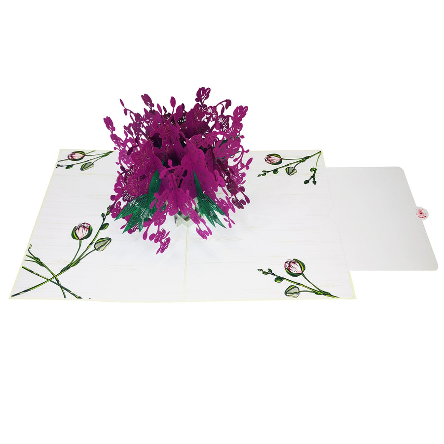 Purple Orchid Bouquet 3D Pop Up Card UK