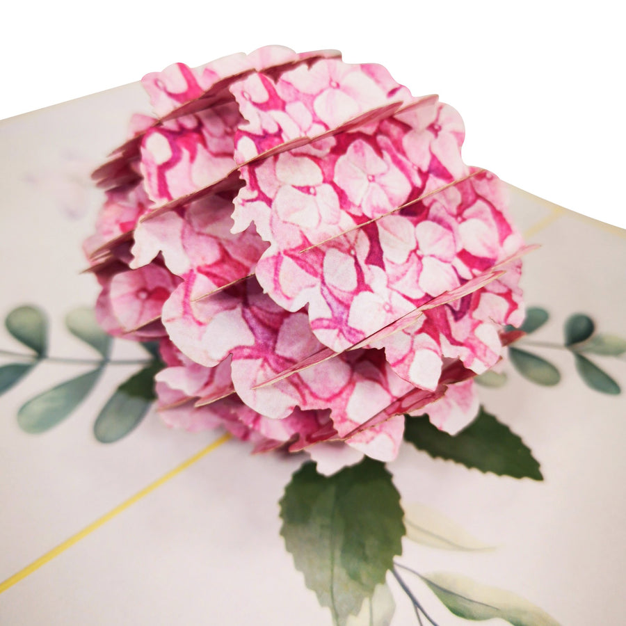 Pink Hydrangea Flower 3D Pop Up Card UK