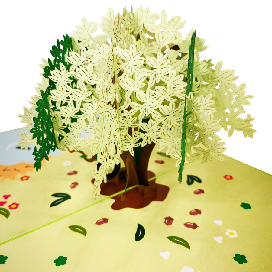 Oak Tree & Tyre Rope Swing 3D Pop Up Card UK