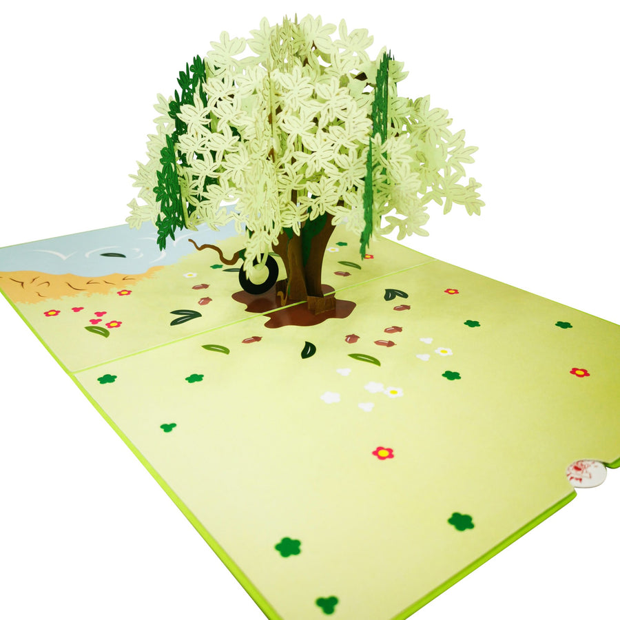 Oak Tree & Tyre Rope Swing 3D Pop Up Card UK