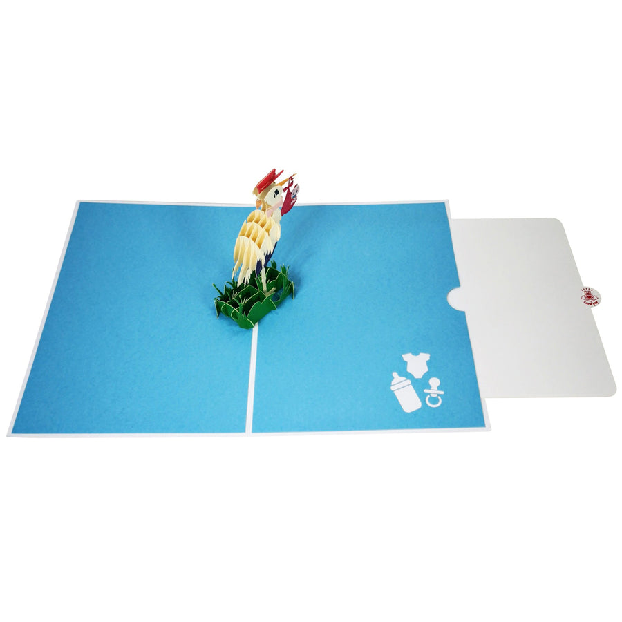 Stork Delivering Baby Boy 3D Pop Up Card UK