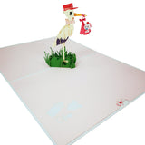 Stork Delivering Baby Girl 3D Pop Up Card UK