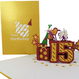 15th Birthday 3D Pop Up Card UK