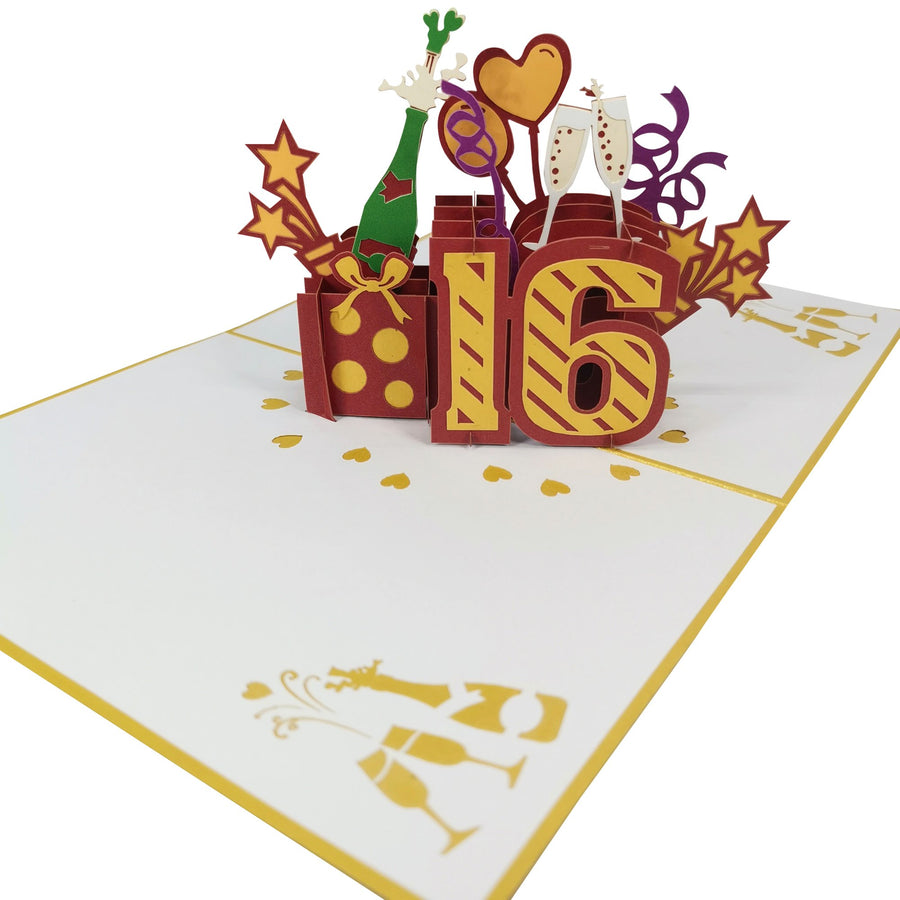 16th Birthday 3D Pop Up Card UK