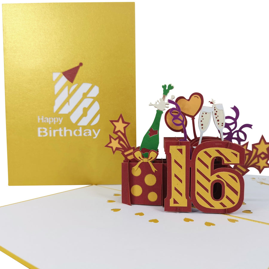 16th Birthday 3D Pop Up Card UK