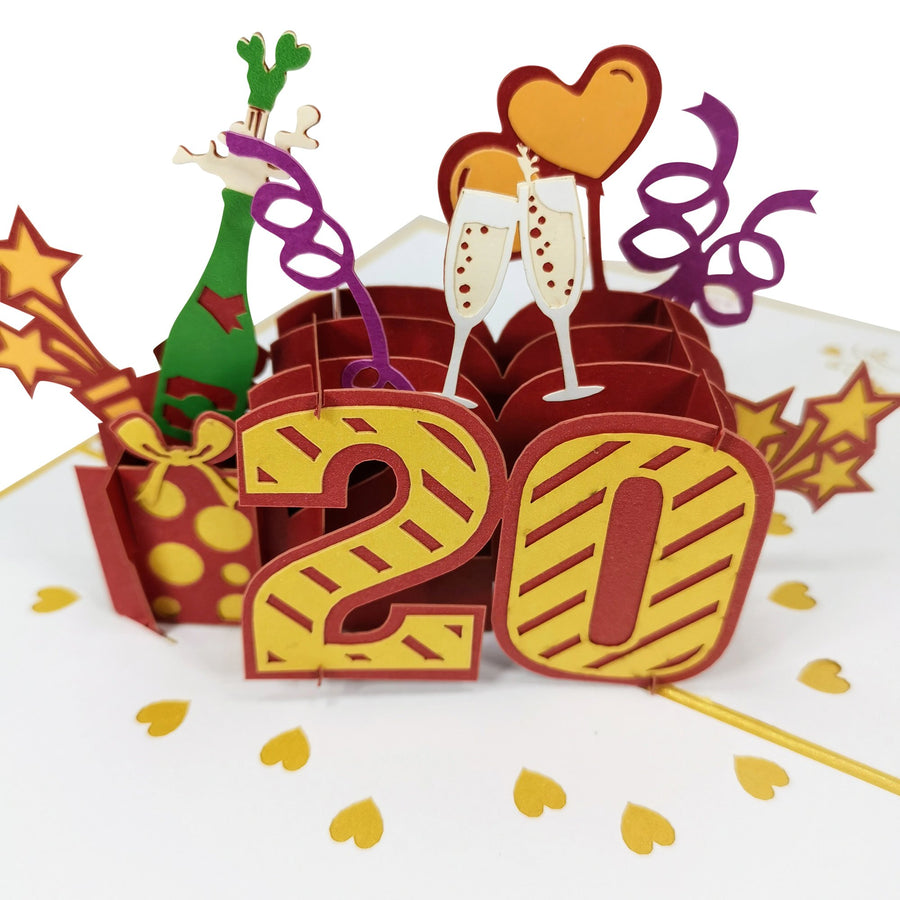 20th Birthday 3D Pop Up Card UK