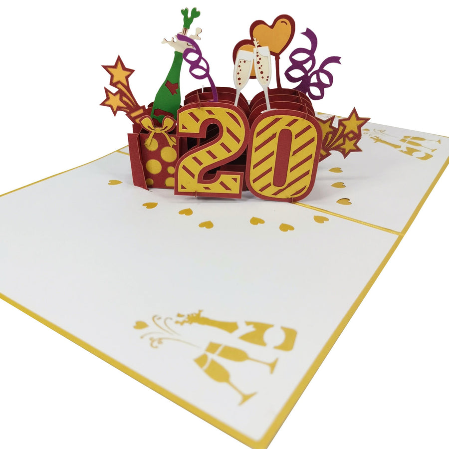 20th Birthday 3D Pop Up Card UK