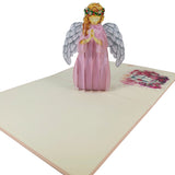 Pink Angel 3D Pop Up Christmas Card UK