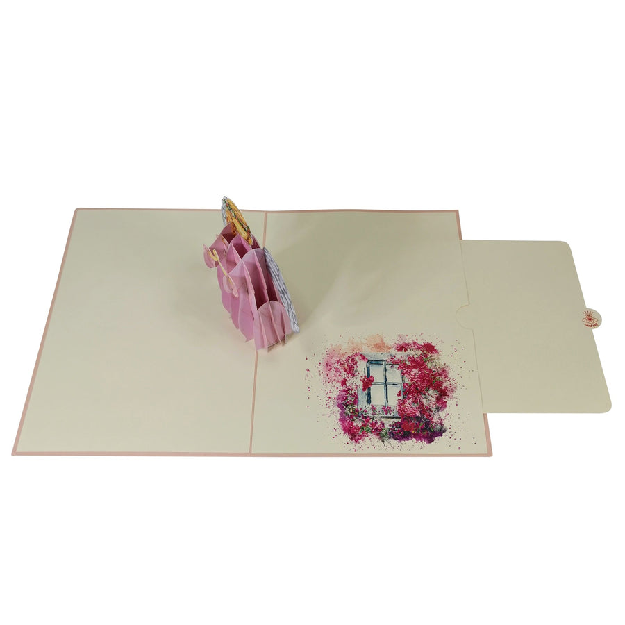 Pink Angel 3D Pop Up Christmas Card UK
