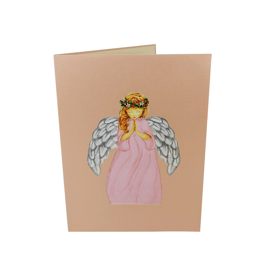 Pink Angel 3D Pop Up Christmas Card UK