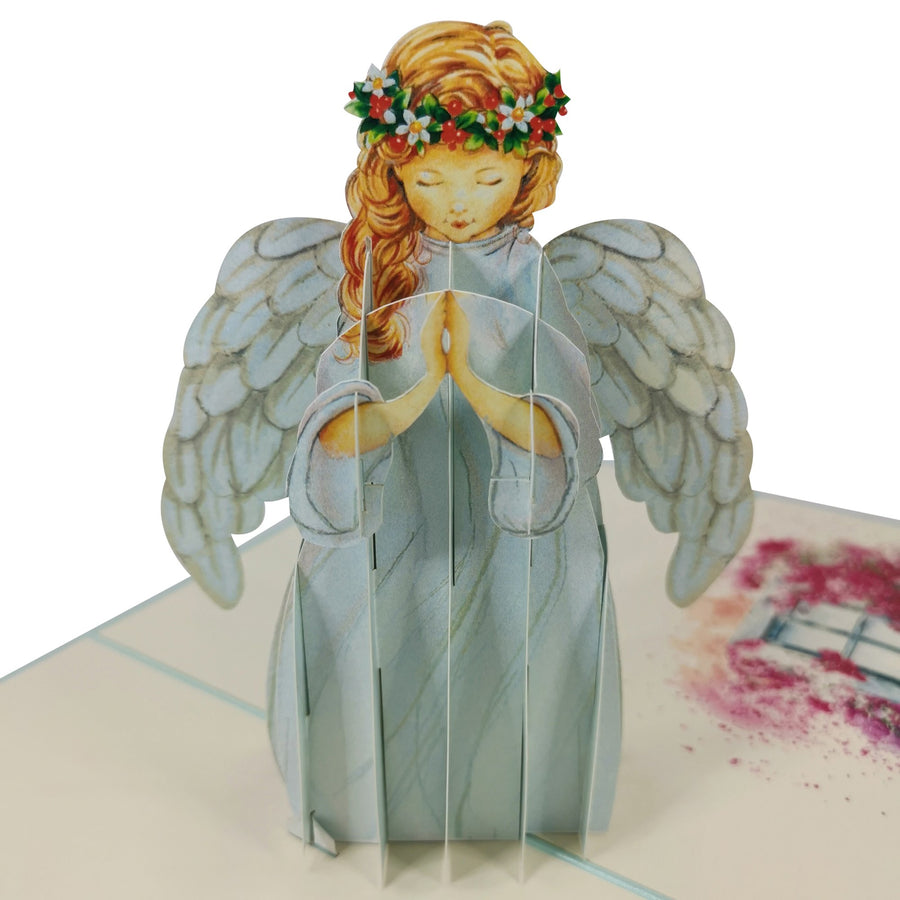 Turquoise Angel 3D Pop Up Christmas Card UK