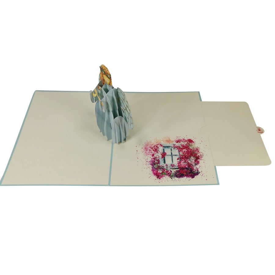 Turquoise Angel 3D Pop Up Christmas Card UK