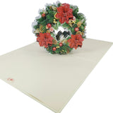 Poinsettia Flower Wreath 3D Pop Up Christmas Card UK