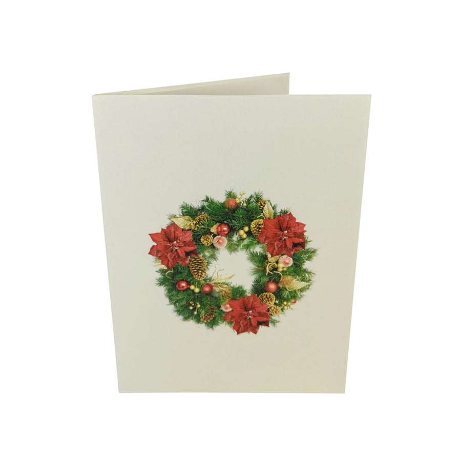Poinsettia Flower Wreath 3D Pop Up Christmas Card UK