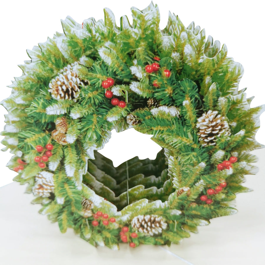 Pine Cone & Berry Wreath 3D Pop Up Christmas Card UK
