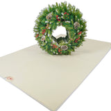 Pine Cone & Berry Wreath 3D Pop Up Christmas Card UK