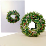 Pine Cone & Berry Wreath 3D Pop Up Christmas Card UK