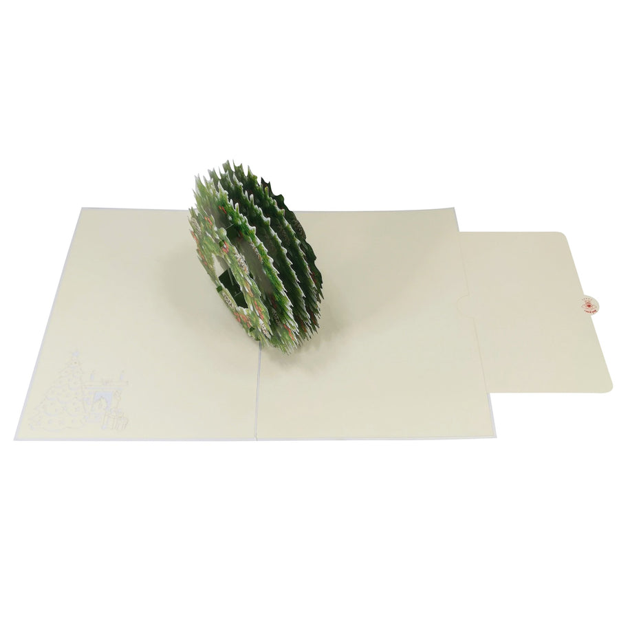 Pine Cone & Berry Wreath 3D Pop Up Christmas Card UK