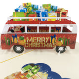 Santa Delivering Presents in Campervan 3D Pop Up Christmas Card UK