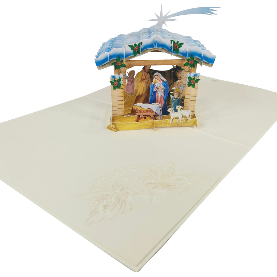 Snowy Nativity Scene 3D Pop Up Christmas Card UK