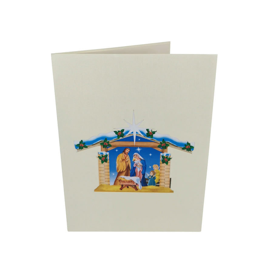 Snowy Nativity Scene 3D Pop Up Christmas Card UK